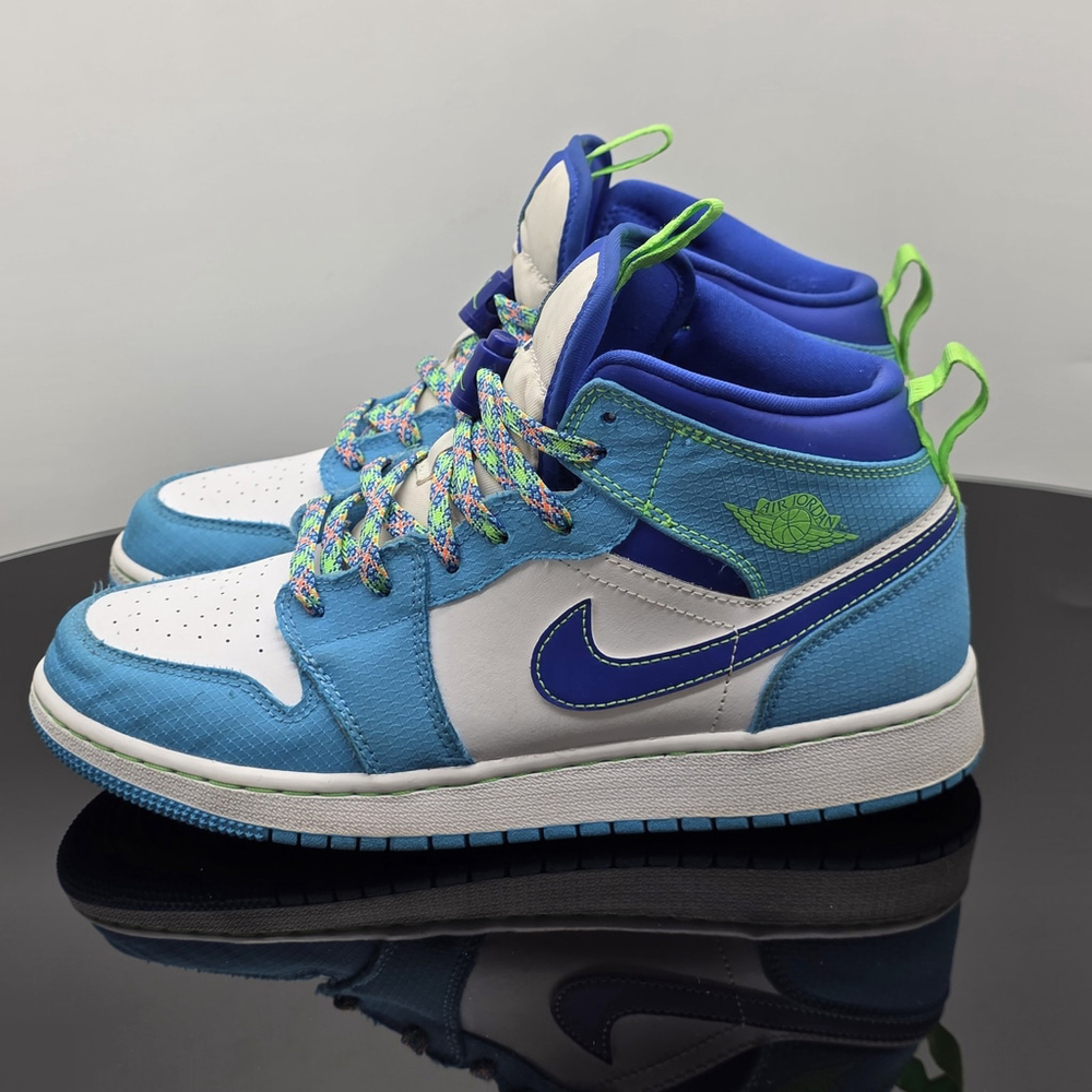 Gorp Jordan 1 Mid SE GS Sprite Blue Youth 7Y UK6 EUR40 DA8010-400 Retro - Picture 2 of 8